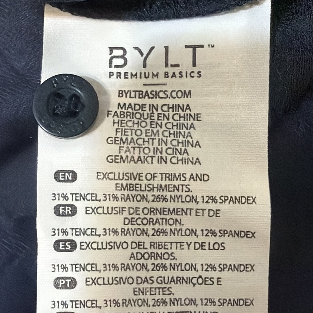Bylt Lux Button Up Shirt Mens M Premium Basics Short Sleeve Blue Stretch - Picture 3 of 5